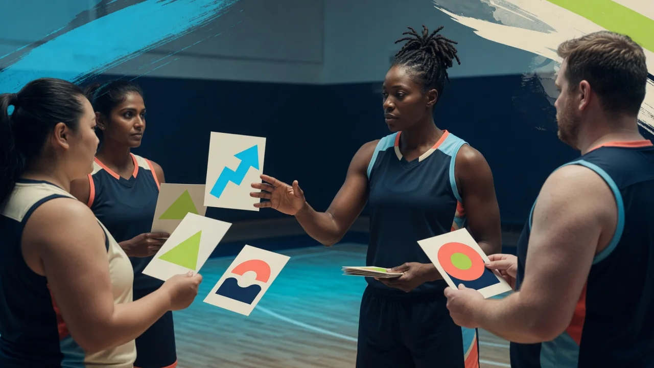 Illustrated adaptive indoor sport scene